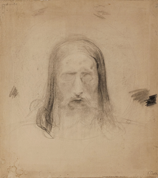 NG - lot Nikolaus Gysis (1842-1901) - Study of the Head of Christ Pantocrator